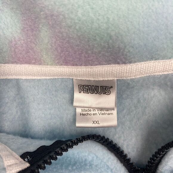 Peanuts Sweater Womens XXL 2XL Blue Tie Dye  Long Sleeve 1/4 Zip Crop Top Casual - Picture 8 of 10